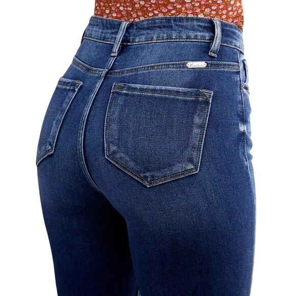 KanCan Kurvy Ultra High Ankle Jean Womens 28 Blue Split Frayed Hem Distressed - Picture 7 of 16